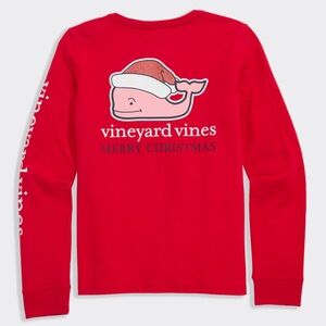 Vineyard Vines Girls Glitter Santa Whale Tee